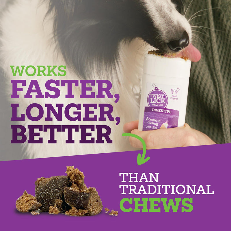 Twist and Lick Vetality Well Gels Digestive Supplement for Dogs, 60 Day Supply