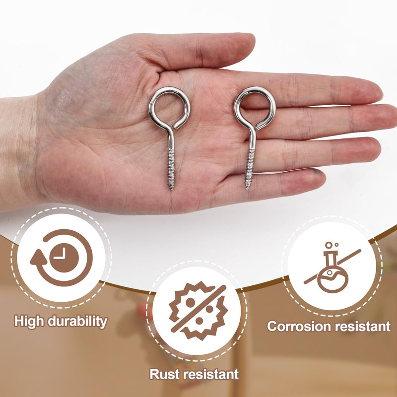 10PCS 2 inches Screw Eyes M3 304 Stainless Steel Eye Screws, Heavy Duty Screw, Eye Hooks Screw Eye Bolts Eye Hooks Screw, Indoor & Outdoor Uses (10, M3-2inch) 10