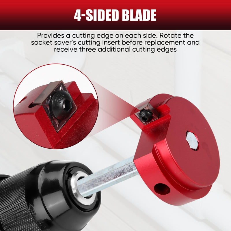 6-Pcs PVC Pipe Reamer Set with 2 Carbide Square Cutting Blades Sizes: , 3/4”, 1“, 1-1/2“, 2”, 3“, 4” Aluminum Cutting Head For PVC, CPVC, or ABS Piping (Red)