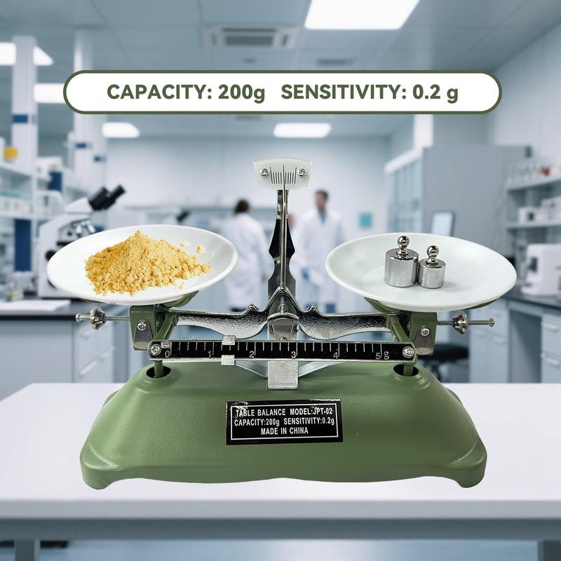 TADA 200g/0.2g Mechanical Balance Scale for Classroom Teaching Tool | Calibration Weights for Science Lab
