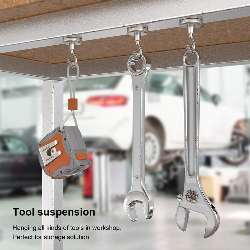 Magnetic Hooks Heavy Duty, 110 lbs Strong Magnet Hooks for Hanging, Magnet with Hook for Cruise, Refrigerator, Pack of 6 6 Pack-110 lb Silver