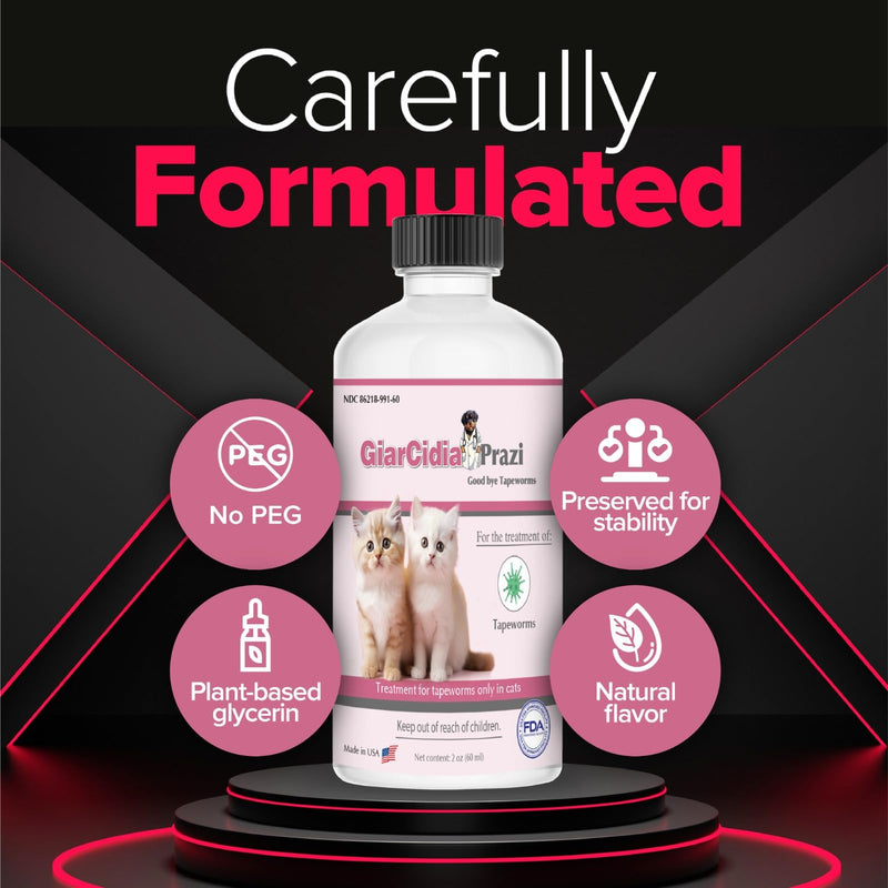 No More Tapeworms in Cats and Kittens- Dewormer for Cats and Dewormer for Kittens - 60mls Chicken Flavour with 3ml Dropper-USA Made Oral Suspension Chicken Flavor-60mls