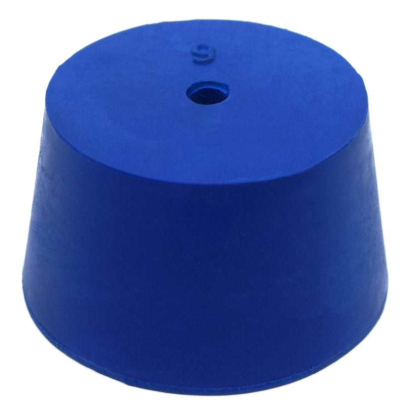 EISCO 10PK Neoprene Stoppers, 1 Hole - ASTM - Size: #9-37mm Bottom, 45mm Top, 25mm Length - Suitable for use with Petroleum, Oils & Most Inorganic Acids and Bases