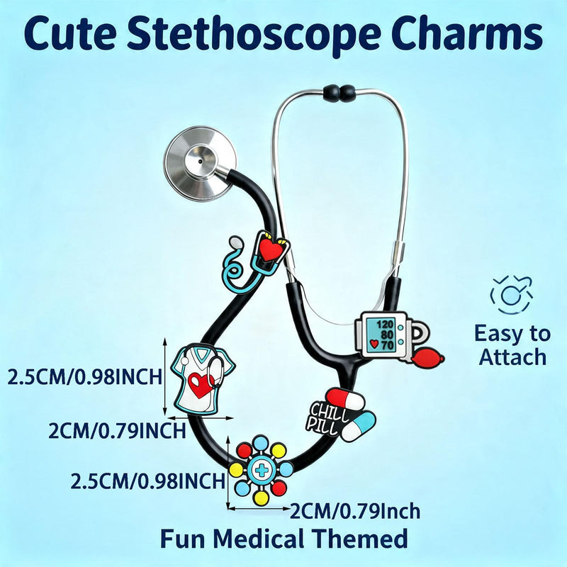 30 Pcs PVC Material Cartoon Medical Elements Stethoscope Charms | Stethoscope Accessories for Nurse Medical Worker Can Also Be Used for Decorating Pen Caps and Blood Pressure Monitors