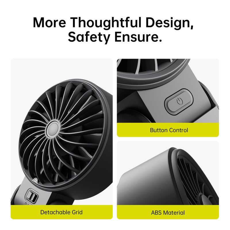 JISULIFE Handheld Fan Life7 – Ultimate Flexibility: High-Power Motor, LED Display, 19.5 Hrs Cooling, 5000mAh Rechargeable, 5-Speed, Foldable Design, 3-IN-1 Portable Fan for Travel Cruise Beach(Black) Black