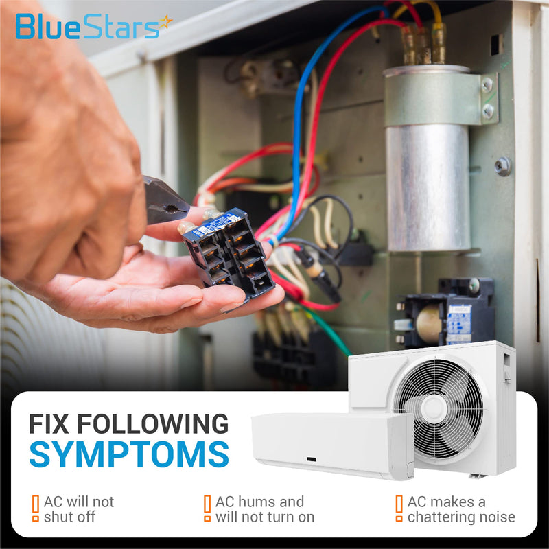 BlueStars Ultra Durable 2 Pole Contactor 30 Amp 24VAC Coil - Compatible with Relays, Air Conditioner, Heat Pump, Refrigeration Systems 2P 30A 24V