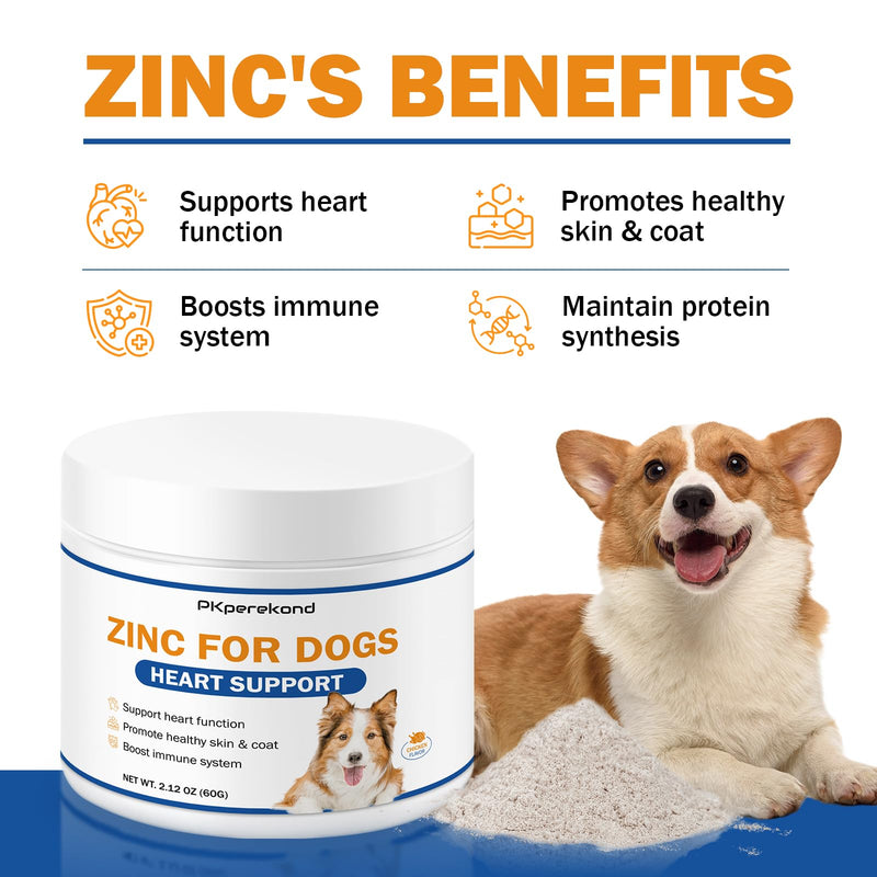 Zinc for Dogs, Heart Support Supplement for Dogs, Promote Heart Function, Healthy Skin and Coat, Strengthen Immune Function, Cellular Growth with Biotin, Selenium and Vitamins