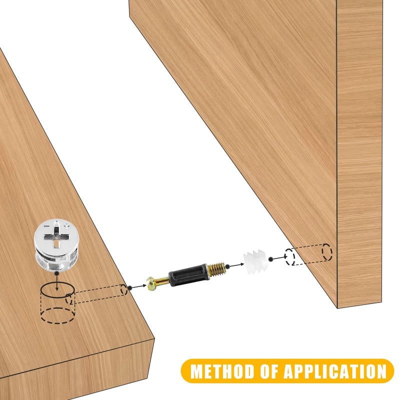BokWin 24 Set 35mm Cam Lock Screws for Furniture,3 in 1 Cam Lock Fasteners,Cam Fitting with Dowel and Pre-Inserted Nut for Cabinet Drawer Connecting