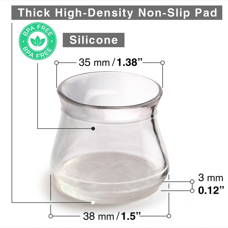 X-Protector Silicone Chair Leg Floor Protectors with Non-Slip Furniture Pads - 32 PCS 1.3" - 2" - Anti-Slip Chair Leg Covers - Non-Skid Furniture Leg Caps - Furniture Pads for Hardwood Floors! 32 Clear Non-Slip Cups (1.3 - 2")