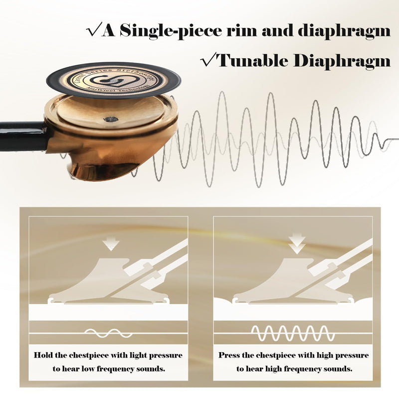 MaiWieel-Master Stethoscope Single Head Stethoscope,Tunable Diaphragm,Estetoscopio for Nurses, Doctors, Paramedics, Students,Home Medical,Rose Gold Chestpiece (Rose Gold) Rose Gold