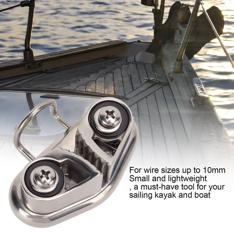 Boat Cam Cleat with Wire Ring Sailboat Pilates Equipment 316 Stainless Steel Mirror Polished For Wire Sizes Up To 10mm/0.39in Boat Pilates Equipment
