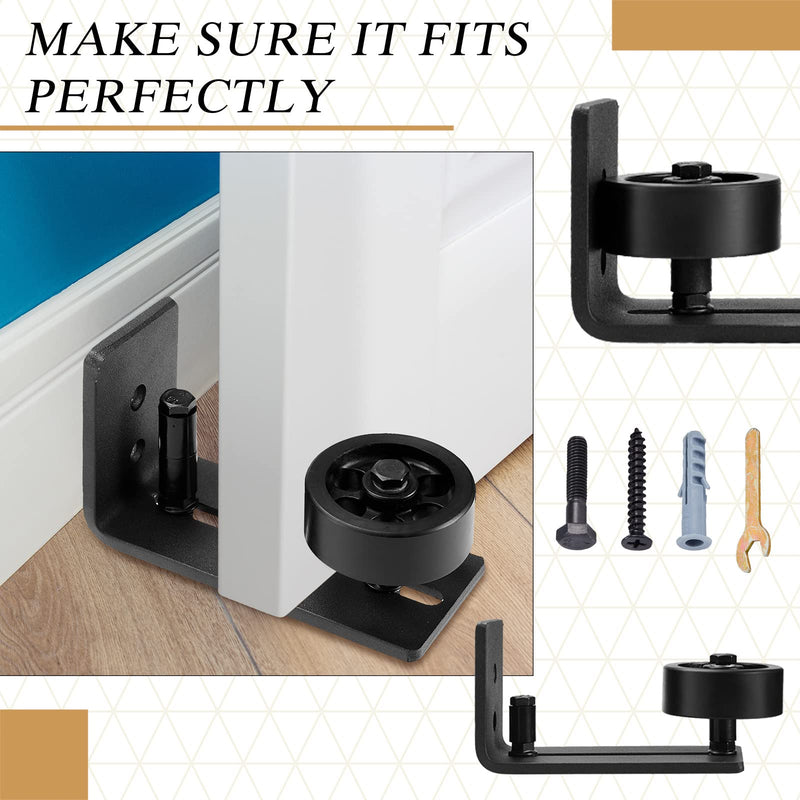 LEIFIDE 4 Pcs Sliding Closet Barn Door Floor Guide Flush Design Wall Mount Bottom Adjustable Roller Flat Non Scratch Barn Door Hardware Kit (8 Assemble Setup Options) 8 Assemble Setup Options