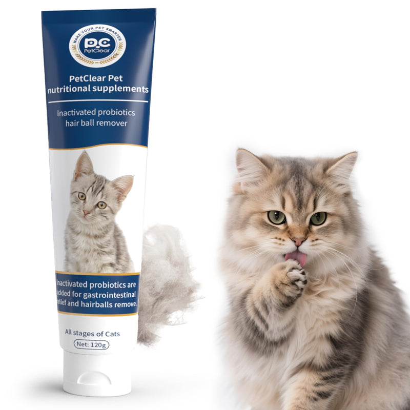 Hairball Paste for Cats, 4.23 oz/120 g, Contains Chicken, Fish Oil, Inactivated Probiotics, Taurine, Promotes Intestinal Peristalsis & Digestion, Passes Hairballs Naturally, Reduces Vomiting (1 Tube) 1 Tube (4.23oz in total)