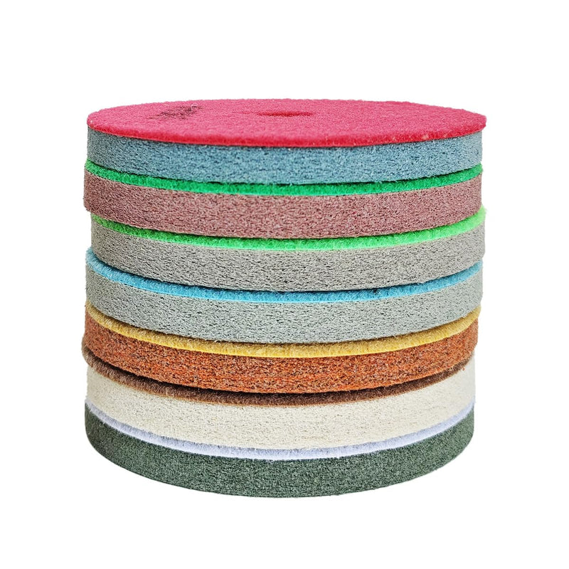 7" 7PCS Diamond Sponge Fiber Polishing Pad 300-10000 Grit - Polishing Tile Stone Marble Concrete Clean Wet Use Buffing Pad(7pcs,7 Inches)