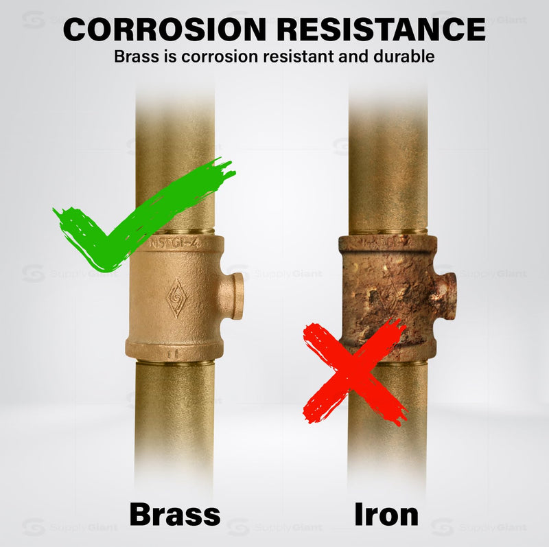 Supply Giant CSSU2006 2 in. x 1-1/2 in Reducing Tee Two Size with Female Threaded Connections Ends, Brass Construction, Higher Corrosion Resistance Economical & Easy to Install, 10