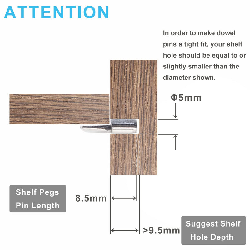 5mm Cabinet Shelf Pegs Spoon Shape Nickel Plated Metal Support Pins for Bookshelf Kitchen Furniture Adjustable Wood Shelves Holder (Pack of 80)