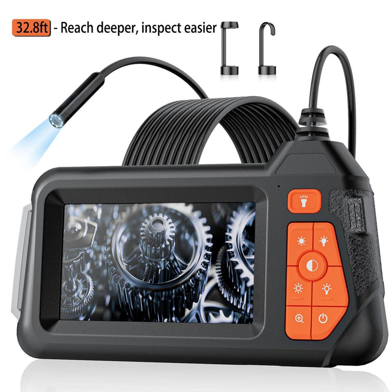 32.8FT Flexible Borescope Camera- 4.3" 1080P HD, IP67 Waterproof Industrial Endoscope Camera for Sewer/Automotive Pipe/Wall Inspection,1pack 1pack