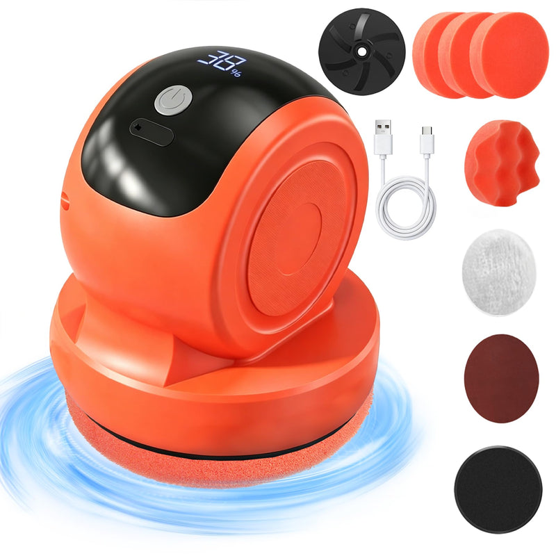 Cordless Car Buffer Polisher, 1800RPM 3-Speed Mini Car Polisher with 4000mAh Battery, USB-C Rechargeable Car Buffer with LCD Display, 6-Pad Car Detailing Kit for Waxing & Buffing
