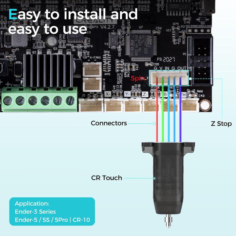 Creality Official CR Touch Auto Leveling Sensor 3D Printer Accessories for Ender 3 V2 Neo, Ender 3 S1 Pro, CR 10 Smart Pro, Achieve First Layers (Mounting Bracket NOT Included) CR Touch Sensor(No bracket included)