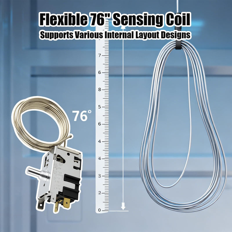 800366 Temp Control Kit Compatible with True Refrigeration Replace 077B6806 077B7172 988282, 76" Coil Sensing Thermostat