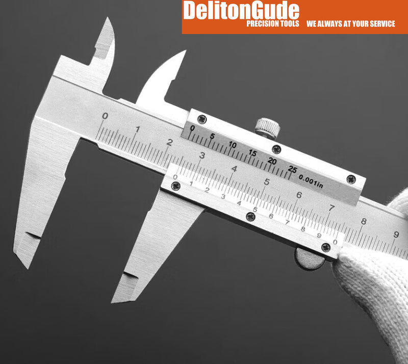 6 inch Vernier Caliper,Stainless Steel Caliper Measuring Tool, 0-6inch/0-150mm Manual Micrometer, 0.001inch/0.02mm,for Inside,Outside,Depth and Step Measurements 6inch