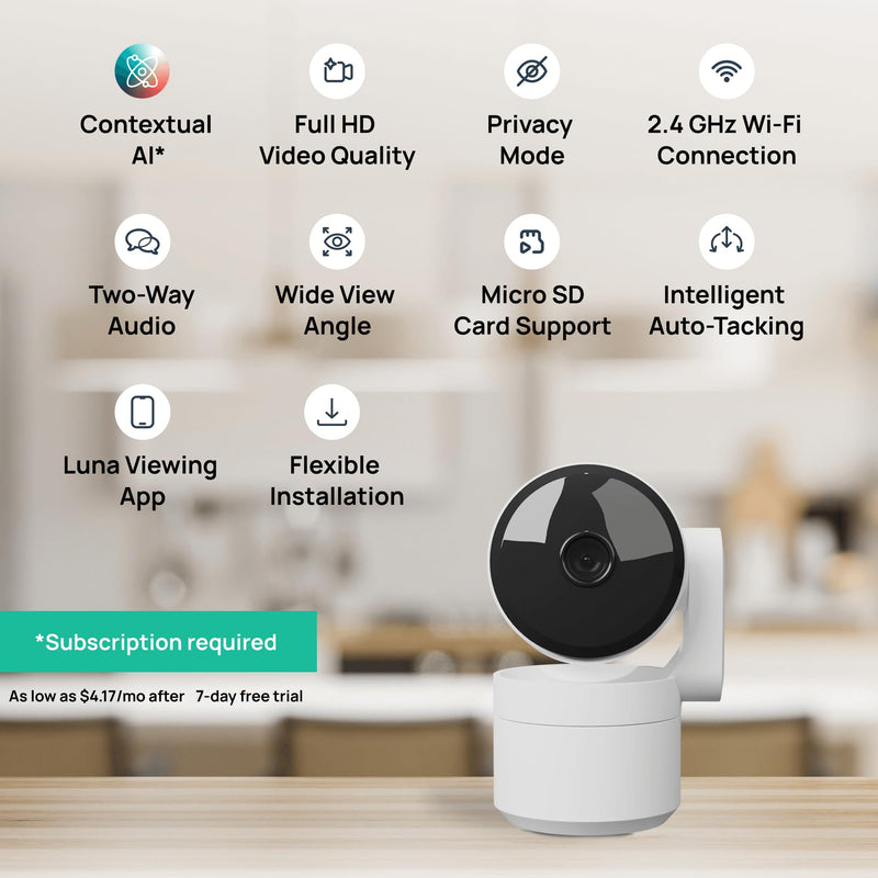 Indoor Pan/Tilt Home Security Camera, 360° Plug-in, Night Vision, 2.4GHz Wi-Fi, 2-Way Audio, Smart Gen AI Motion Detection, Pet Camera with Phone App, Home Camera (White) White