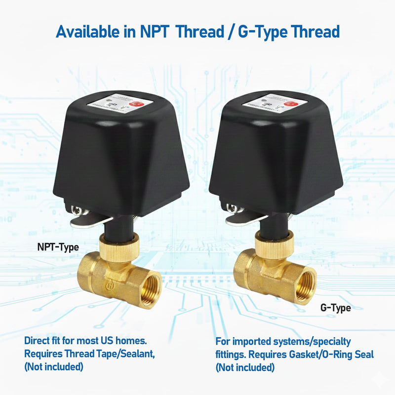 Smart Motorized Ball Valve, WiFi Shutoff Water Valve, Smart App Control, 4 Timer Modes, Supports 2.4 GHz WiFi Only, Various Sizes, Brass Valve, G-Thread 1/2" Valve Black G-Thread DN15-1/2"