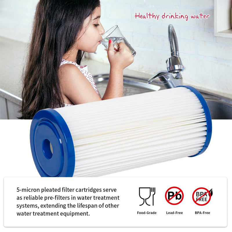 WuYan 10" x 4.5" Whole House Sediment Pleated Water Filter Replacement for Culligan R50-BBSA,R50-BB, W50PEHD, GXWH40L,GXWH35F,2Pack