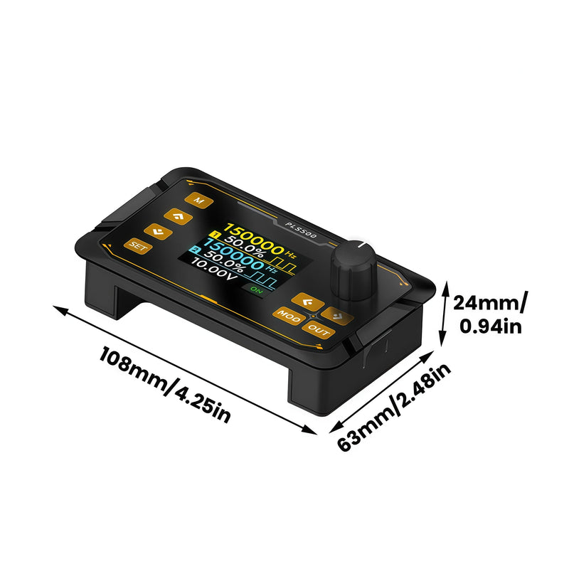 Dual-Channel Adjustable 1HZ~500KHZ PWM Pulse Frequency Signal Generator, DC 5-24V Frequency Function Generator Duty Cycle phasing Motor Driver Speed Controller
