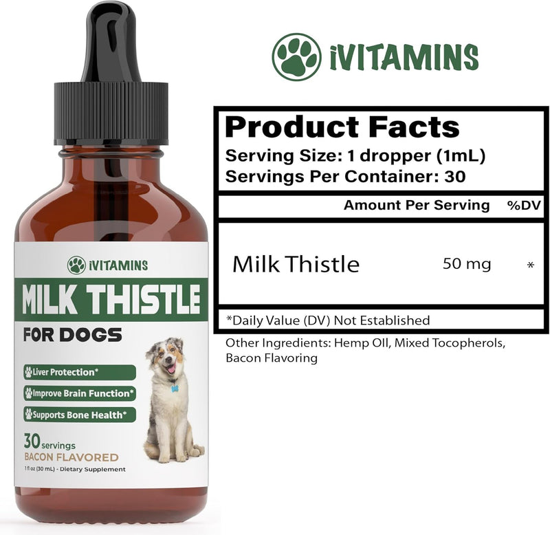 Milk Thistle for Dogs - Supports Liver and Kidney Health - Milk Thistle for Dogs Liver Support - Dog Milk Thistle - Dog Liver Support - Dog Liver Supplement - Milk Thistle Supplement for Dogs - 1 oz