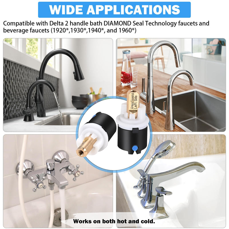 RP60400 Faucet Cartridge Replacement for Delta Diamond Seal Technology (DST), Fits Most Delta 2-Handle Bathroom, Kitchen, Sink and Bathtub Faucets 1920, 1930, 1940, 1960 Series, Leak-Free Black RP60400 Cartridge