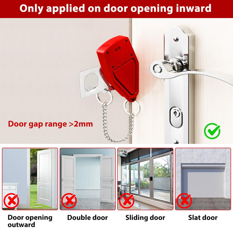 Portable Door Lock for Travel 2-in-1, Hotel Door Locks for Travelers Security, Door Lock Self-Defense Security Device for Home, Apartment, Hotel, Living Motel, School Dorm, House