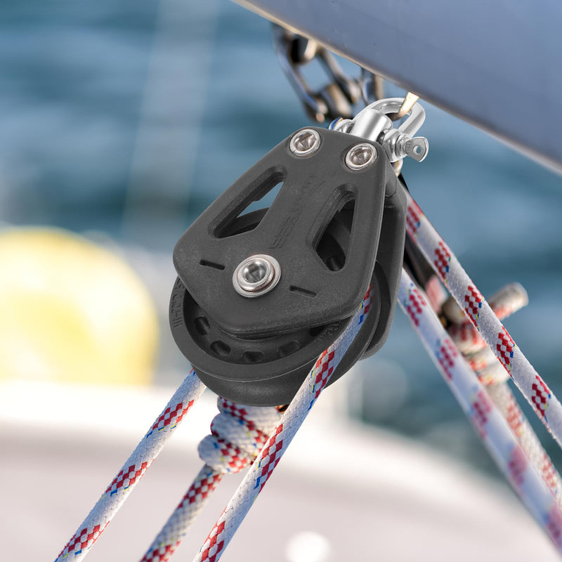 ULTECHNOVO Stainless Steel Nylon Marine Pulley,Pulley Block Rope Rope Runner Kayak Pulley Single Pulley Bearing Block Rope Black