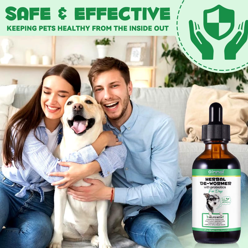 No More Worms - Natural Broad Spectrum Treatment for All Dogs, Herbal Cleanse, Digestive Support for All Breeds, Gut Health, Supplement Drops Enhanced with Probiotics for Puppy & Peros