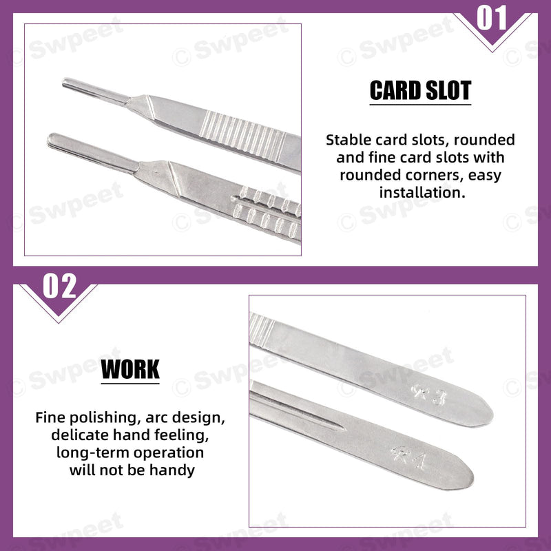 Swpeet 77Pcs 9 Styles #10#11#12#15#20#21#22#23#24 Scalpel Blades Surgical Grade Blades with #3#4 Scalpel Knife Handle Assortment Kit,Biology Lab Knives for Biology Lab Anatomy, Cutting N6