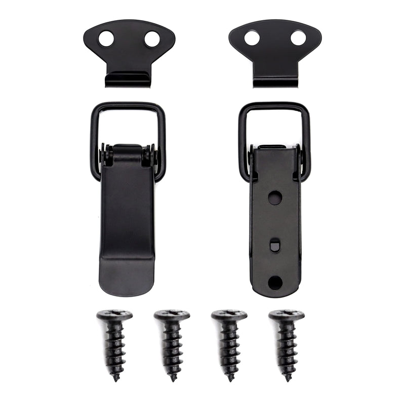 Lesnala 12 Set of Black Toggle Latch Stainless Steel Spring Toggle Lock Clasp Buckle Latch for Wooden Case Toolboxes Cabinet Chest, Latch Catches Hasps Clamps 75mm Overall Length with Mounting Screws