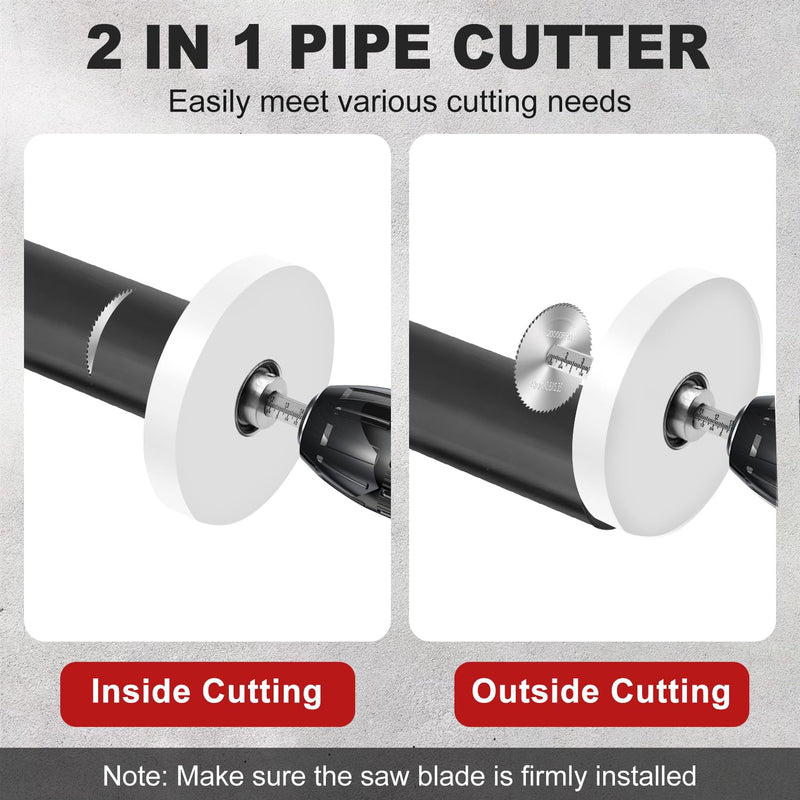 Inside Pipe Cutter for PVC Pipe Cutter Tool with 7" Scale Adjustable Depth Gauge Guide, 5pcs Saw Tooth Blades with 0.315 Hex Key Shaft, Plumbing Internal Plastic Pipe Cutter Set 7 inch Hex Shank