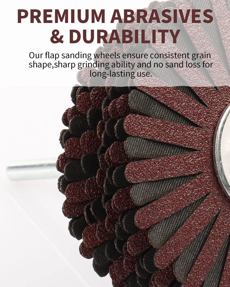 Rocaris 2 Pack Abrasive Flap Wheel -150# Nylon Sanding Wheel Brush Abrasive Grinding Head with 1/4 Inch Shank for Woodworking Root Carving Furniture Polishing and Removing of Rust/Corrosion/Paint. 2 Pcs(150#)