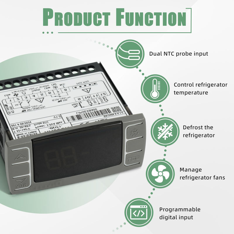 for Dixell XR06CX-4N1F1 Temperature Controller Fit 120V 50-60hz Commercial Refrigerators/Freezer #Replace for Dixell Programmable Temperature Controller with Temperature Sensing Probe