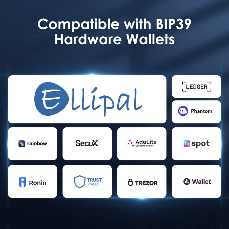 ELLIPAL Crypto Seed Phrase Storage, 316 Stainless Steel Metal Seed Phrase Storage with Lock Hole, 24 Words Seed Phrase Backup Storage, Compatible with BIP39 Hardware Wallets, Ledger, Trezor Modern