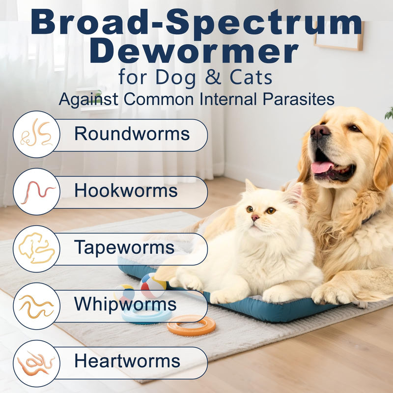 7-Way Dewormer for Medium & Large Dogs, Cats, and Kittens, for All Worms, Tapeworms, Roundworms & Hookworms, Gentle on Stomach, 30 Tablets