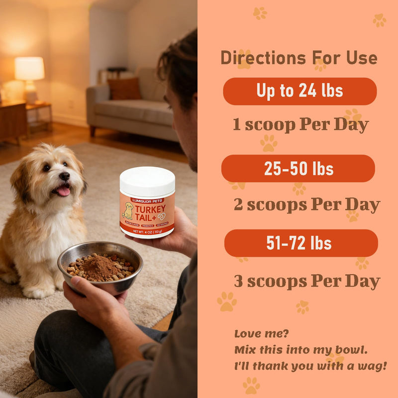 Lumiquor Tu-rk-ey Tail for Dogs, Lumiquor Tu-rk-ey Tail Mushroom Powder, Support Your Mature Dog’s Immunity, Gut, Skin, (1pcs) 1pcs