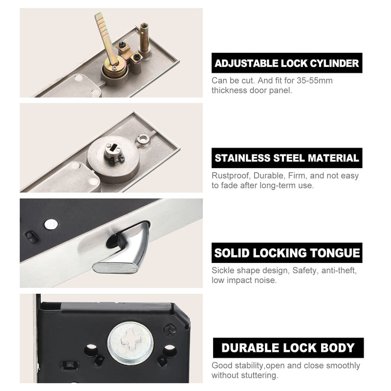 PATIKIL Sliding Door Lock Invisible Recessed Handle Latch Pocket Door Lock Sliding Door Lock with Keys for Sliding Barn Wood Door Furniture Hardware, Silver