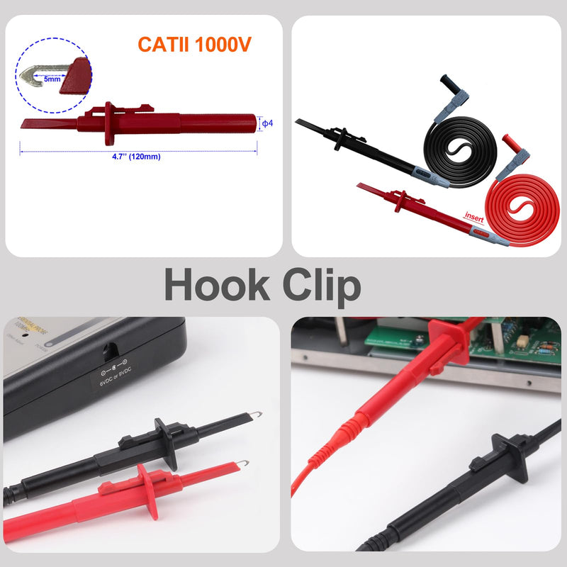 13 in 1 Professional Electrical Test Leads Multimeter Test Leads Set with Soft Tool Carrying Case Alligator Clips Test Hook Test Probes Lead for Digital Electrical Multimeter Testing