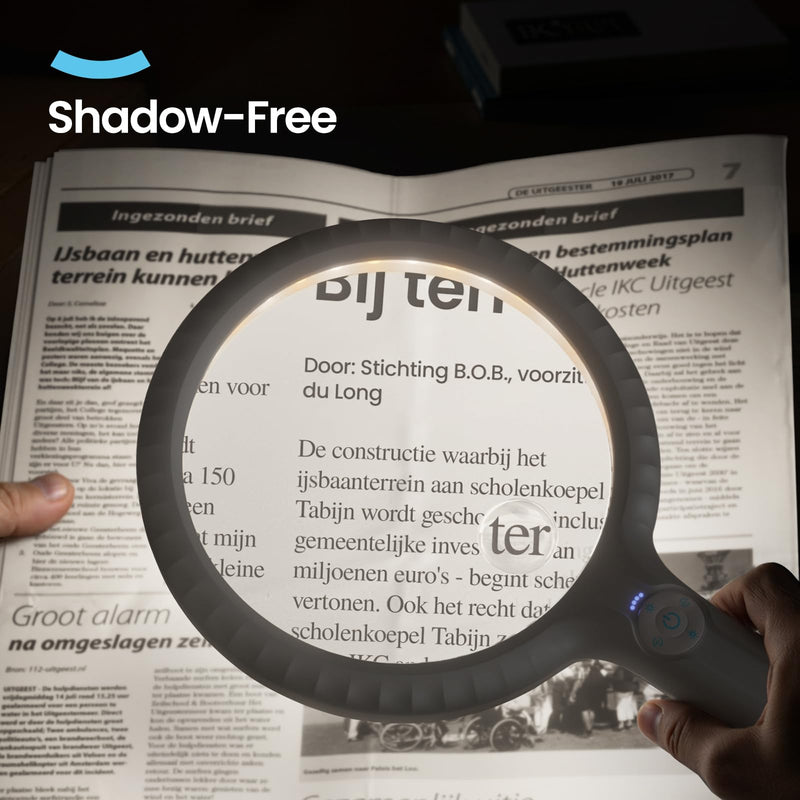 ARTDOT Large Handheld Magnifying Glass for Reading and Close Work, Adjustable Brightness Magnifier as Gifts for Seniors, Grandma, Grandpa