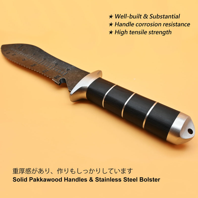 Hori Hori Garden Knife [Made in Japan] Heavy Duty Stainless Steel Japanese Hori Knife with Sheath Garden Tools for Weeding, Digging, Cutting, Pruning