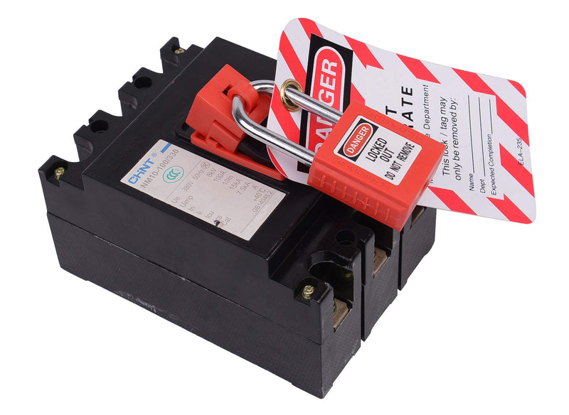 Clamp-On Breaker Lockout for 120/277V,Pack of 1 Red Nylon