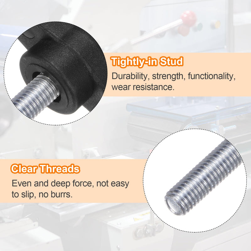 HARFINGTON 4pcs Tee Wing Knobs M8 x 20mm Metric Male Threaded Stud 55mm T Head Plastic Knob Handles Thumb Screws Hand Clamping Tightening Knob Grip Thumbscrew, Black M8 x 20mm x 55mm