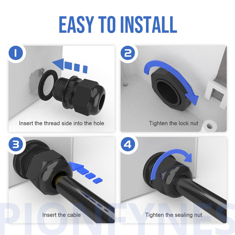2PCS 1-1/4'' NPT Cable Gland Waterproof Adjustable 18.5-25mm/0.73-0.98inch Nylon Cable Glands Joints with Gaskets (1-1/4", 2PCS) 1-1/4'' NPT 2pcs