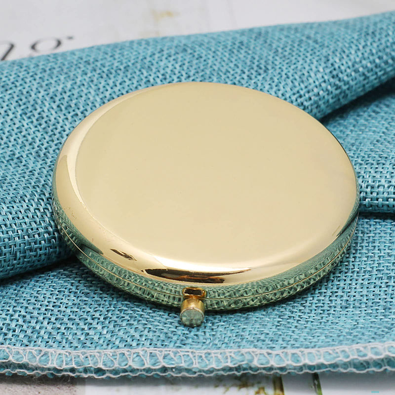 Magnifying Compact Double-Sided 1X/2X Round Pocket Handheld Travel Makeup Portable Pocket Mirror Glod 5PCS Gold 5 Count